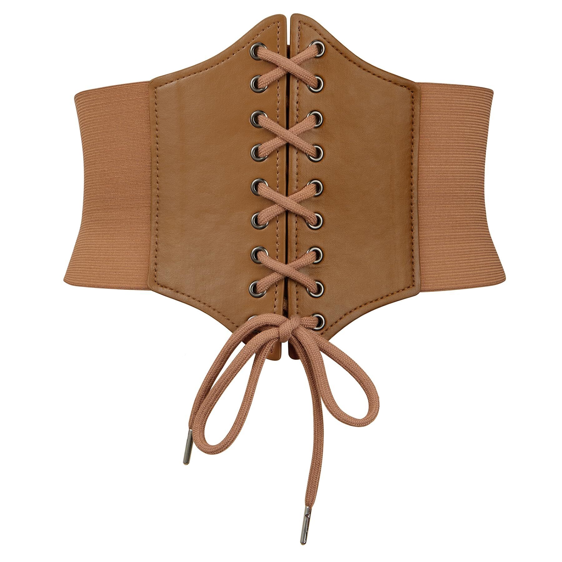 9522 Lace Up Brown Pirate Corset Belt For Women - Elastic Fashion Vintage